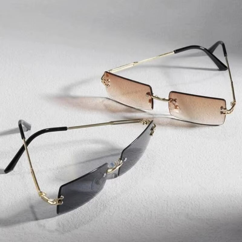 2 Pairs New Women'S Sunglasses Frameless Glasses Unisex Freely Paired with Icy Summer Days UV400