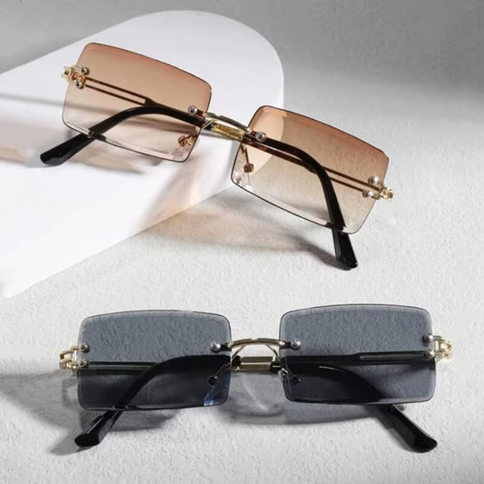 2 Pairs New Women'S Sunglasses Frameless Glasses Unisex Freely Paired with Icy Summer Days UV400