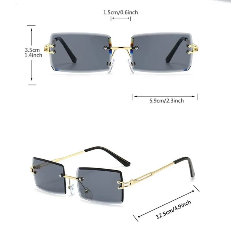 2 Pairs New Women'S Sunglasses Frameless Glasses Unisex Freely Paired with Icy Summer Days UV400